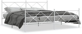 Kovový rám postele s čelom a podnožkou biely 200x200 cm 376576