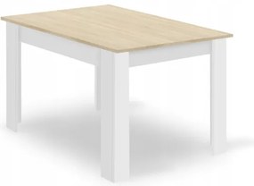 Jedálenský stôl dub sonoma / biely so štyrmi stoličkami MARK sivé / hnedé