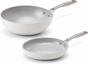 Elmich Základná súprava keramických panví Zen 2 ks - klasická + wok, krémovo biela