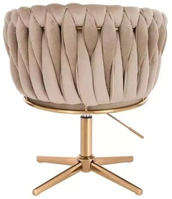 LuxuryForm DESIGN Kreslo NORDEN VELUR na zlatom kríži - latte