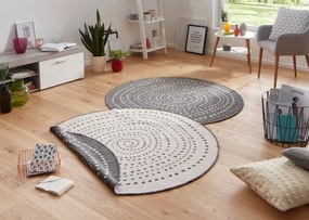 Obojstranný koberec Hanse Home Twin Bali sivý / krémový kruh
