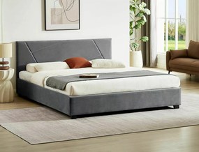 Dvojlôžková čalúnená posteľ Columbia Velvet 140x200 s úložným priestorom sivá