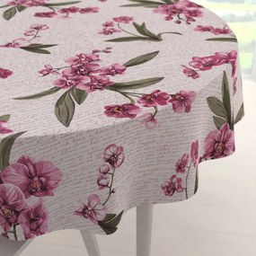 Biante Bavlnený okrúhly obrus Sandra SA-635 Ružovofialové orchidey na bielom Ø 50 cm
