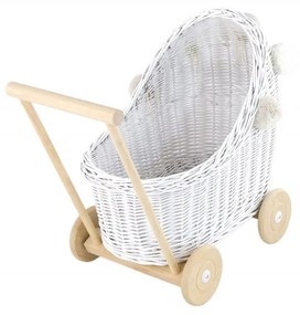 Proutěný kočárek pro panenky bílá