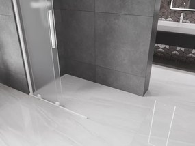 Mexen Velar, sprchová zástena s posuvnými dverami Walk-in 80 x 200 cm, 8mm sklo námraza, biela matná, 871-080-000-33-20