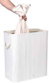 Kôš na bielizeň 2 priehradkový 100 l bambusový biely