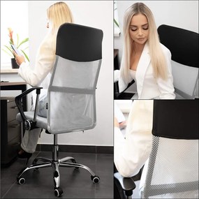 Kancelárska stolička Springos HF0032 – otočná, na kolieskach, sivo-čierna