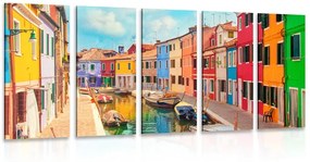 5-dielny obraz pastelové domčeky v mestečku Varianta: 100x50