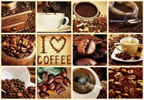 Fototapeta - I love coffee - koláž (152,5x104 cm)