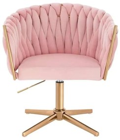 LuxuryForm DESIGN Kreslo NORDEN VELUR na zlatom kríži - ružové