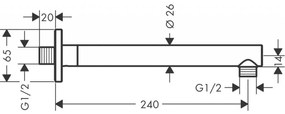 Hansgrohe Vernis Shape - Sprchové rameno 240 mm, čierna matná 26405670