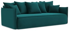 Tyrkysovomodrá zamatová rozkladacia/s úložným priestorom pohovka 225 cm Hula – Makamii