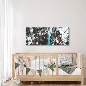 Obraz - horská rieka v zime (120x50 cm)