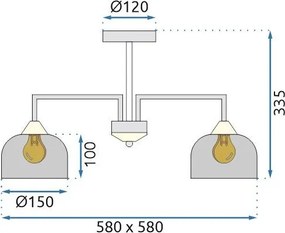 Toolight Toolight, závesné svietidlo 5xE27, G085-5C, čierna-šedé sklo, OSW-09702