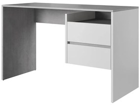 Písací stôl s zásuvkami MARLO – betónovo šedý/biely