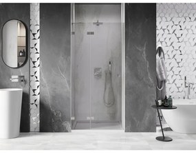 Mexen, Mexen Lunar ľavé otočné sprchové dvere 75 cm, transparentné, brúsený nikel - 834-075-000-97-00-L