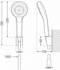 Mexen príslušenstvo - ručný sprchový set Oval R-05, 3-funkcie, čierna, 785055052-70