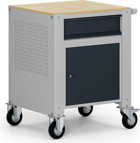 Pojazdný kontajner G9, 1 skrinka, 1 zásuvka, 675 x 595 x 865-1130 mm, sivá/grafit