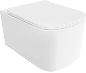 Mexen Vivo, závesná WC misa 555x370x335 mm, Rimless Tornádo + WC sedadlo z duroplastu, biela lesklá, 30610200T