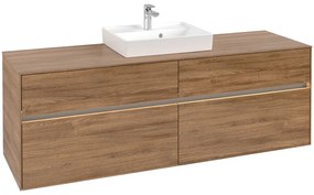 VILLEROY &amp; BOCH Collaro závesná skrinka pod umývadlo na dosku (umývadlo v strede), 4 zásuvky, s LED osvetlením, 1600 x 500 x 548 mm, Oak Kansas, C077B0RH