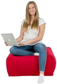 Plyšová taburetka červená