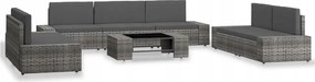 vidaXL 8-dielna záhradná sedacia súprava sivá polyratanová
