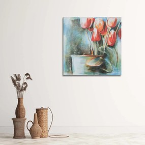 Gario Obraz na plátne Červené tulipány vo váze Rozmery: 30 x 30 cm