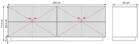 Komoda Asha 200 cm na sokli - biely mat