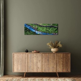 Obraz - Rieka medzi horami, Kaukaz, Rusko (s hodinami) (90x30 cm)