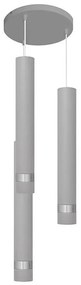 LED Luster na lanku TUBA 3xGU10/4,8W/230V šedá/lesklý chróm