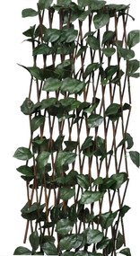 Mriežkový plot z vŕbového prútia 5 ks s umelým lístím 180x30 cm