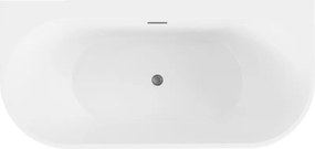 Mexen Oval+, voľne stojaca vaňa ku stene 170 x 80 cm, biela lesklá, brúsený grafit prepad, 52681708000-66