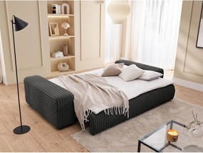 Tmavosivá menčestrová rozkladacia/s úložným priestorom pohovka 260 cm Justin – Ropez