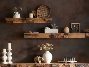 furniture-nabytek.cz - Masívna nástenná polica Greenland z mangového dreva, lakovaná, hnedá – 100 cm