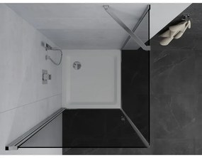 Mexen Pretoria, sprchovací kút 70 (dvere) x 70 (stena) cm, 6mm šedé sklo, chrómový profil + biela sprchová vanička, 852-070-070-01-40-4010