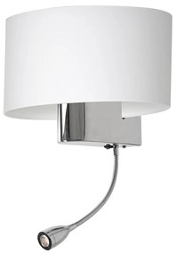 Nástenné svietidlo Casino, biele textilné tienidlo + 1xLED 1w, ch