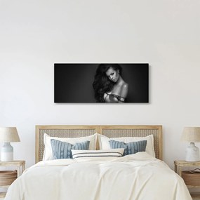 Obraz - Čiernobiely portrét zvodnej ženy (120x50 cm)