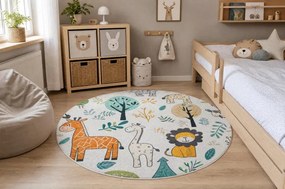Detský koberec protišmykový BAMBINO 61570 krémový / zelený kruh