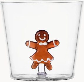 Ručne vyrobený pohár z borosilikátového skla's figúrkou Mrs Gingerbread Nutcracker