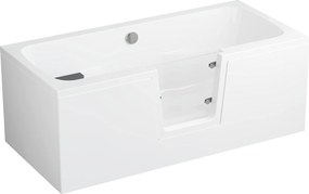 Vaňa s dvierkami Polimat OVI 160x75 PRAVÁ s bielym čelným krycím panelom + vaňový sifón automat s prepadom VABPS-ZU 70