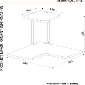 Rohová nástenná polica AGORA 33,8x38,5 cm hnedá