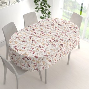 Biante Bavlnený oválny obrus Sandra SA-636 Vínovo-béžové kosatce na bielom 50x100 cm