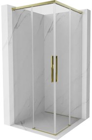 Mexen Rox, Duo posuvný sprchový kút 95 x 95 cm, číre sklo, zlatý profil, 8C2D-095-095-50-00