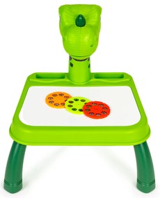 Projektor na kreslenie s dinosaurami, 12 fixiek, 24 vzorov, zelený