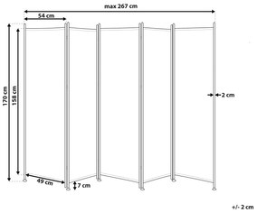 Paraván 5 dielny 270 x 170 cm biely  NARNI Beliani