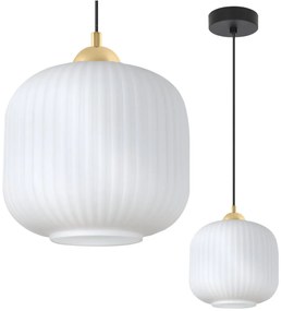 Závesné svietidlo Riffle 2, 1x biele sklenené tienidlo, b/g