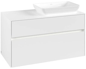 VILLEROY &amp; BOCH Collaro závesná skrinka pod umývadlo na dosku (umývadlo vpravo), 2 zásuvky, s LED osvetlením, 1000 x 500 x 548 mm, White Matt, C111B0MS
