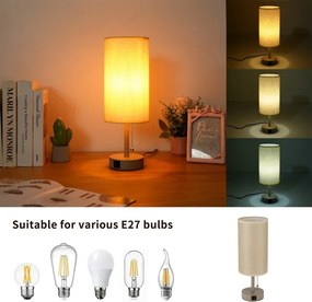 Brilagi - Stolová lampa s USB portom TABLON 1xE27/25W/230V béžová
