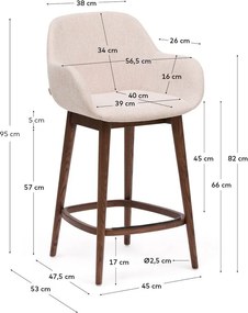 Béžová čalúnená barová stolička s podrúčkami (výška sedadla 66 cm) Konna – Kave Home