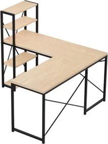 Rohový pracovný stôl s policami Leader 5.9 Dub Craft / čierny